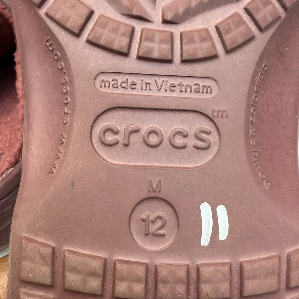 Men's Crocs Classic Burgundy Lined Clogs M12 - Picture 5 of 7